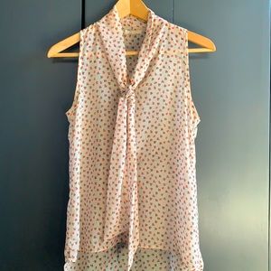 Anthropologie Mini Apple Print Tie Front Blouse